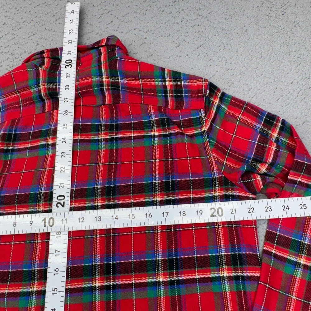 Polo Ralph Lauren Shirt Mens Medium Red Plaid Flannel Heavyweight Button Up